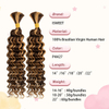 2 B&uuml;ndel menschliches Flechthaar f&uuml;r Boho-Z&ouml;pfe, tief gewellt, nass und gewellt, Balayage, Schokoladenbraun bis Karamellblond, P4/27, f&uuml;r schwarze Frauen