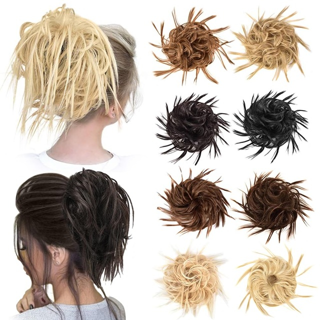 Wahi Huruhuru Poorooro Poorooro - Torohanga Hangarau Wavy Ponytail Chignon Toronga me te Roopu Elastic, Whakaranu Kakaho Mauri Whakaranu Piu Huruhuru Kakaho Updo mo nga Wahine