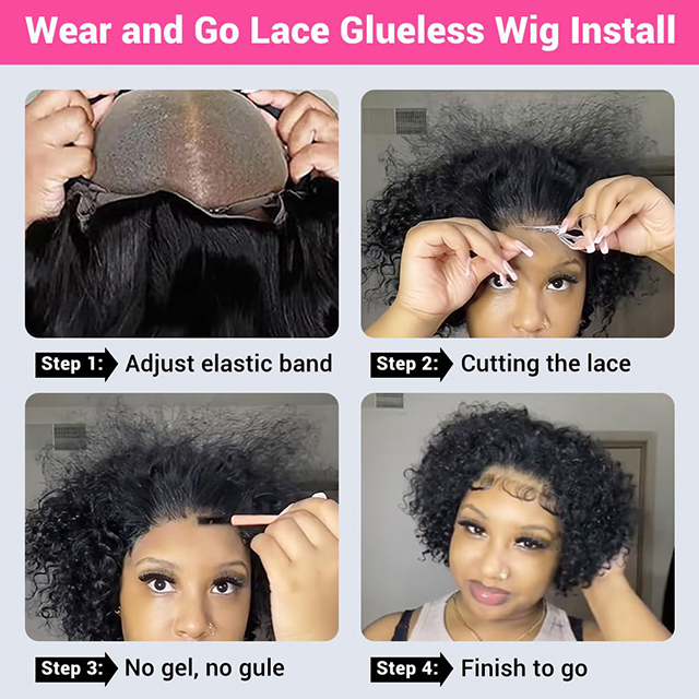 Wear and Go Glueless Wigs Human Hair Pre Plucked Pre Cut Bob 4x4 Curly Wave Lace Front Wigs Human Hair 12 Inch180% Density No Glue Wigs for Black Women Ginger Color