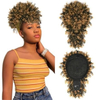 ISWEET สีดำ Kinky Curly Afro พัฟหางม้า – การออกแบบสายรัด Bangs, Hairpieces Updo สั้นสำหรับผู้หญิงผิวดำ (สีดำธรรมชาติ 1B)