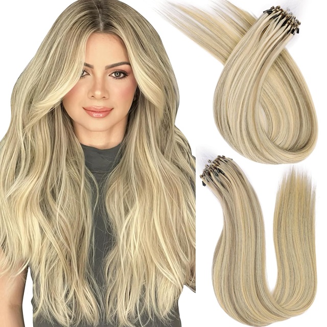 Extens&otilde;es de cabelo humano I-Tip ISWEET 22 polegadas # A18/613A loiro profundo a loiro descolorido, liso sedoso invis&iacute;vel, 30g/30s