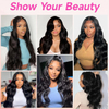 ISWEET 36 Inch Corpus Undo 13x6 HD Lace Front Wigs Brazilian Virgin Human Hair Wig Cum 200 Density Baby Hair Pre Plucked Tangle-Free Natural Black pro Women