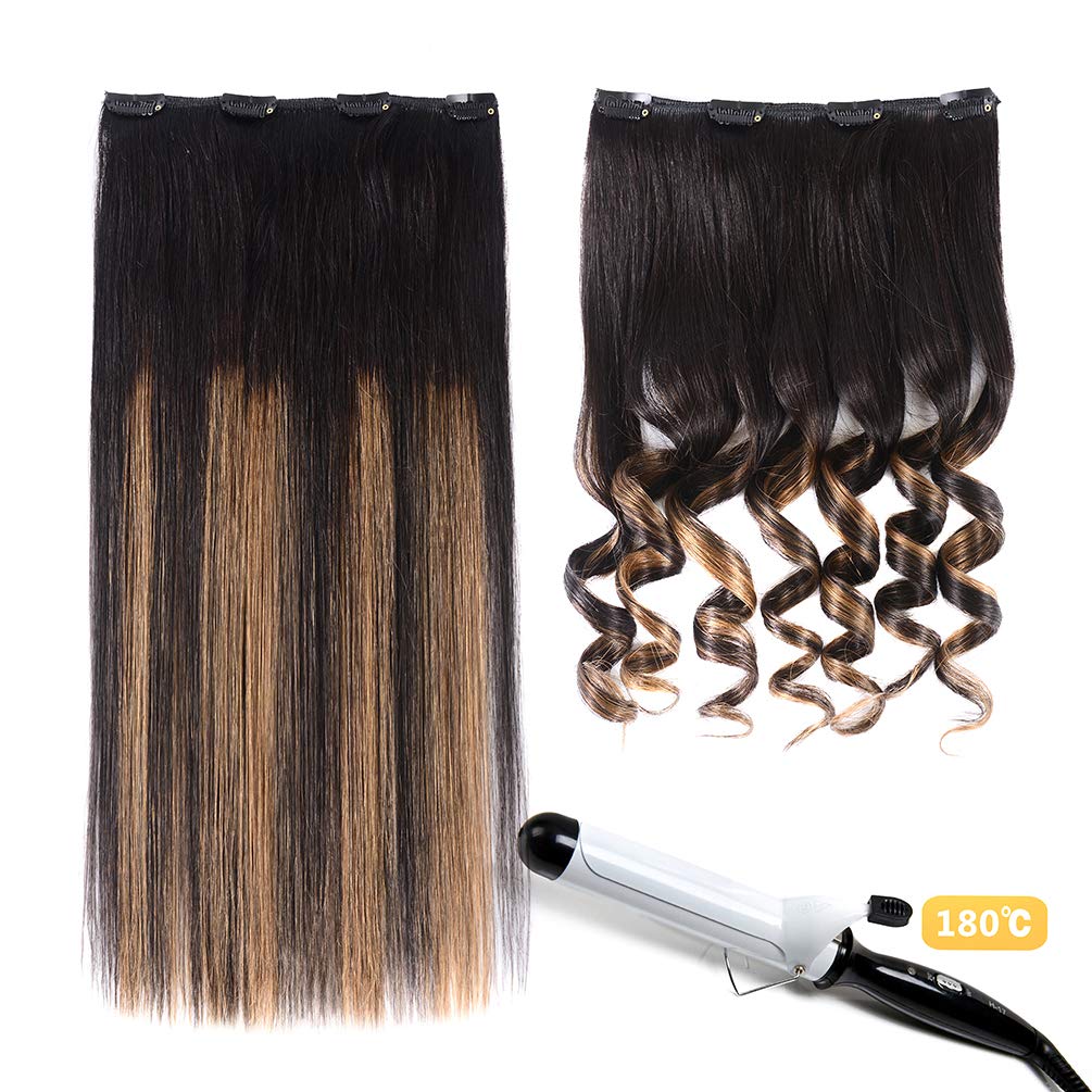Extensions &agrave; clips de cheveux humains Remy de 40,6 cm – 5 pi&egrave;ces 80 g, ombr&eacute; noir naturel &agrave; marron ch&acirc;tain (1BT6/P1B), extensions de cheveux courts et &eacute;pais, lisses et soyeux pour femme